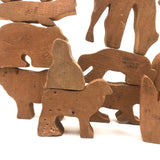 Unusual and Terrific Old Made in Japan Painted Wooden Animal Blocks