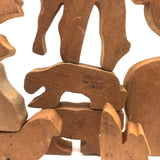 Unusual and Terrific Old Made in Japan Painted Wooden Animal Blocks