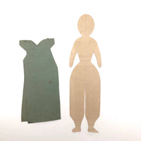 Antique Paper Doll "Jane" with Green Dress