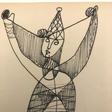 James Bone "Talent" Harlequin Ink Drawing 1961