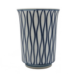 Japanese Blue Striped Porcelain Sake Cup