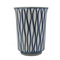 Japanese Blue Striped Porcelain Sake Cup