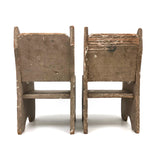 Two (Large Doll Scale) Old Handmade Chairs And Bench