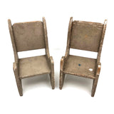 Two (Large Doll Scale) Old Handmade Chairs And Bench
