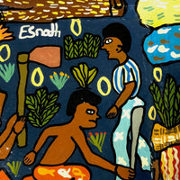 African Folk Art Painting with Handwritten Story on Reverse