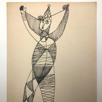 James Bone "Talent" Harlequin Ink Drawing 1961
