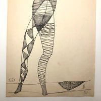 James Bone "Talent" Harlequin Ink Drawing 1961