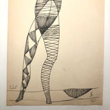 James Bone "Talent" Harlequin Ink Drawing 1961