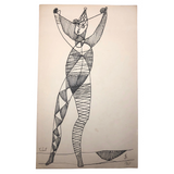 James Bone "Talent" Harlequin Ink Drawing 1961
