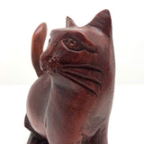 Reddish Stained Carved Folk Art Cat