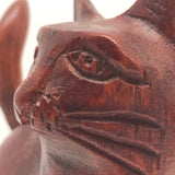 Reddish Stained Carved Folk Art Cat