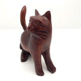 Reddish Stained Carved Folk Art Cat