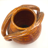 Rainbow Pottery North Carolina 1930s Orange Double Handled Large "Apothecary Jar" Vase