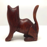 Reddish Stained Carved Folk Art Cat