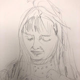 Helen Malta Pencil Sketch of Woman Feeding Birds, 1930s