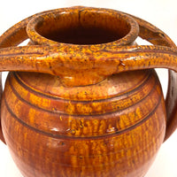 Rainbow Pottery North Carolina 1930s Orange Double Handled Large "Apothecary Jar" Vase