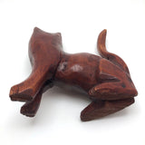 Reddish Stained Carved Folk Art Cat