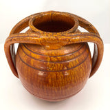 Rainbow Pottery North Carolina 1930s Orange Double Handled Large "Apothecary Jar" Vase
