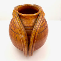 Rainbow Pottery North Carolina 1930s Orange Double Handled Large "Apothecary Jar" Vase