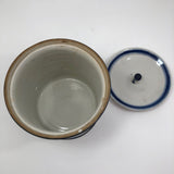 Beautiful Blue and White Lidded Porcelain Canister with Handpainted Ginko Leaf Design