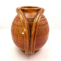 Rainbow Pottery North Carolina 1930s Orange Double Handled Large "Apothecary Jar" Vase