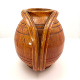 Rainbow Pottery North Carolina 1930s Orange Double Handled Large "Apothecary Jar" Vase