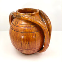 Rainbow Pottery North Carolina 1930s Orange Double Handled Large "Apothecary Jar" Vase