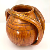 Rainbow Pottery North Carolina 1930s Orange Double Handled Large "Apothecary Jar" Vase
