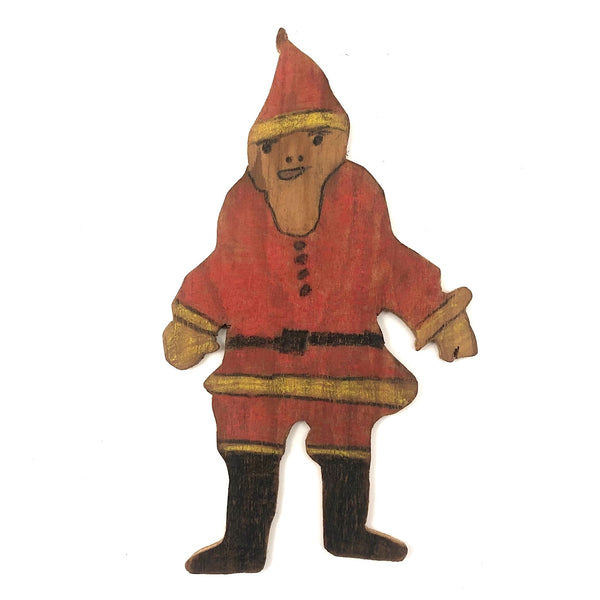 Shrugging Wooden Cutout Santa with Great Face