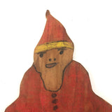 Shrugging Wooden Cutout Santa with Great Face