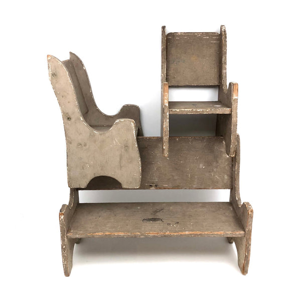 Two (Large Doll Scale) Old Handmade Chairs And Bench