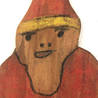 Shrugging Wooden Cutout Santa with Great Face
