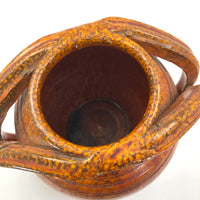 Rainbow Pottery North Carolina 1930s Orange Double Handled Large "Apothecary Jar" Vase