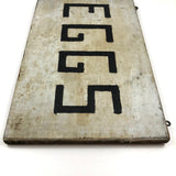 Old Hand-painted EGGS Sign with Creamy White Alligatored Paint