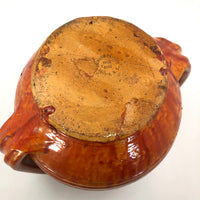Rainbow Pottery North Carolina 1930s Orange Double Handled Large "Apothecary Jar" Vase