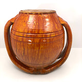 Rainbow Pottery North Carolina 1930s Orange Double Handled Large "Apothecary Jar" Vase