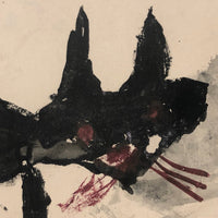John D's Fantastic Expressionistic Black Cat Painting on Paper