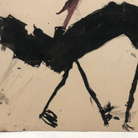 John D's Fantastic Expressionistic Black Cat Painting on Paper