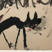 John D's Fantastic Expressionistic Black Cat Painting on Paper