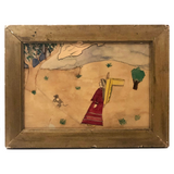 Late 1800s Watercolor Drawing of Native American Woman with Papoose and Dog
