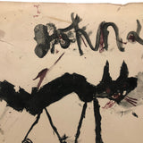John D's Fantastic Expressionistic Black Cat Painting on Paper