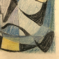 Abstract Mid-Century Colored Pencil and Graphite Drawing Signed Beata