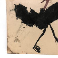 John D's Fantastic Expressionistic Black Cat Painting on Paper