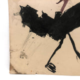 John D's Fantastic Expressionistic Black Cat Painting on Paper