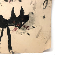 John D's Fantastic Expressionistic Black Cat Painting on Paper