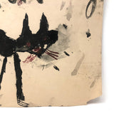 John D's Fantastic Expressionistic Black Cat Painting on Paper