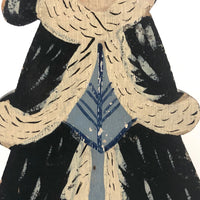 Redheaded Woman in Fur Old Folk Art Wooden Doorstop