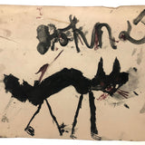 John D's Fantastic Expressionistic Black Cat Painting on Paper