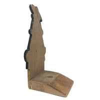 Redheaded Woman in Fur Old Folk Art Wooden Doorstop