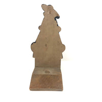 Redheaded Woman in Fur Old Folk Art Wooden Doorstop